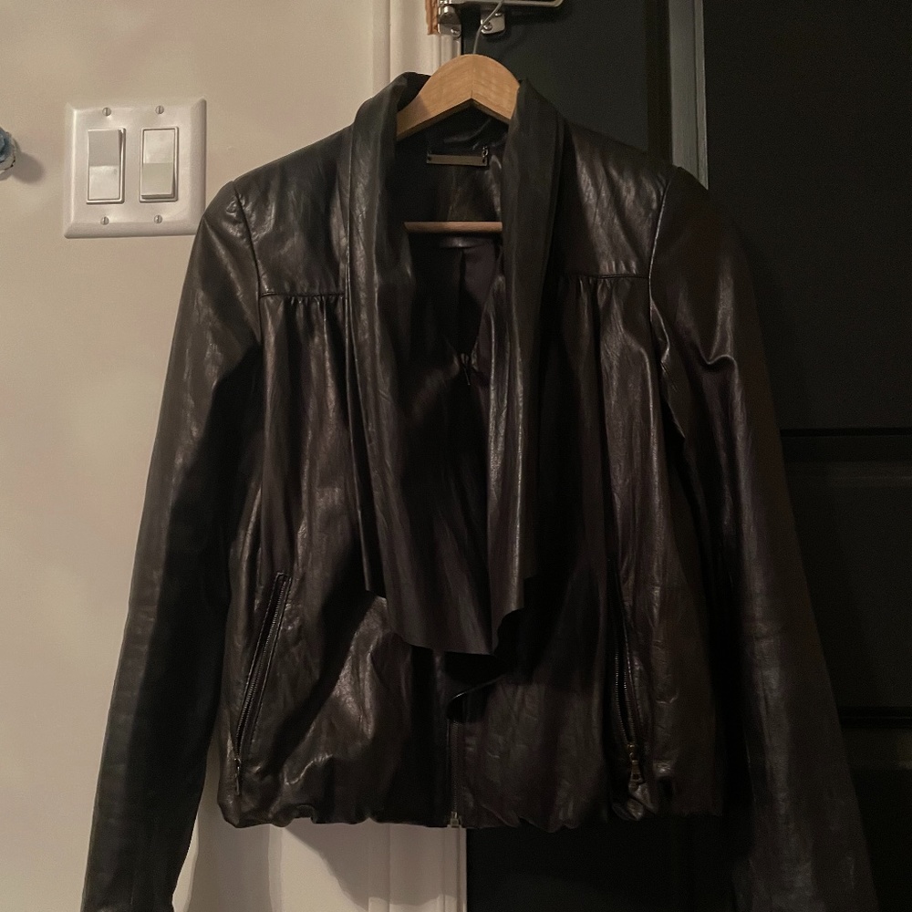 DIANE VON FURSTENBERG Leather Jacket Black